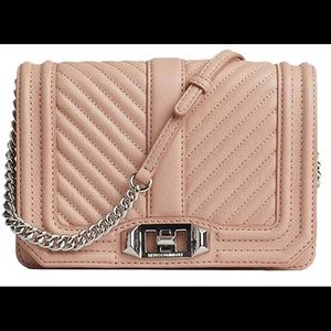 Rebecca Minkoff Chevron Quilted Small Love Crossbody in Pink